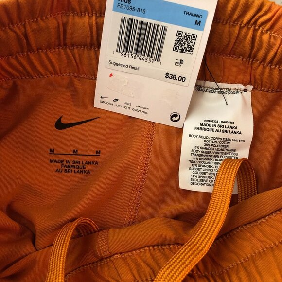 Nike Dri-FIT Breezy Big Kids Girls High-Waisted Training Shorts Orange Burnout M - Picture 4 of 4